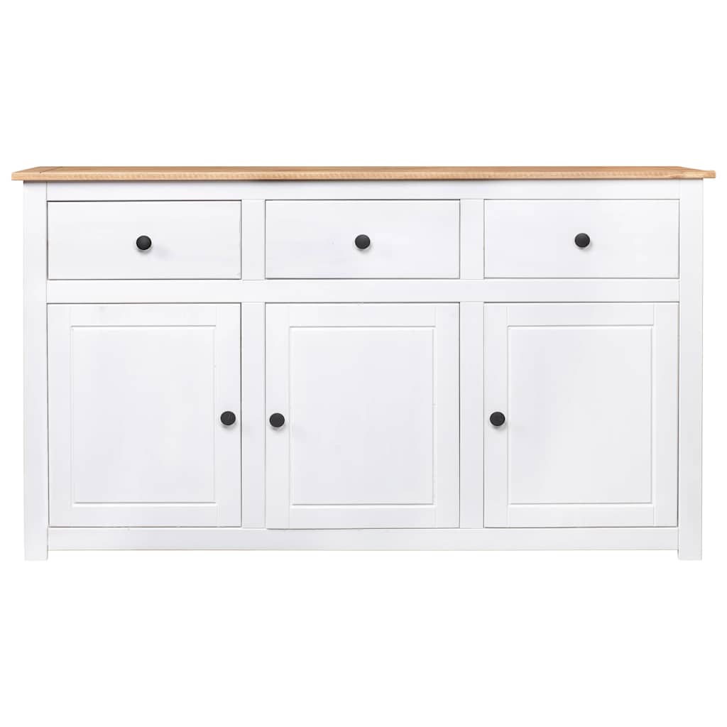 White Solid Pine Sideboard 3 Drawers 135cm | Simpledeals