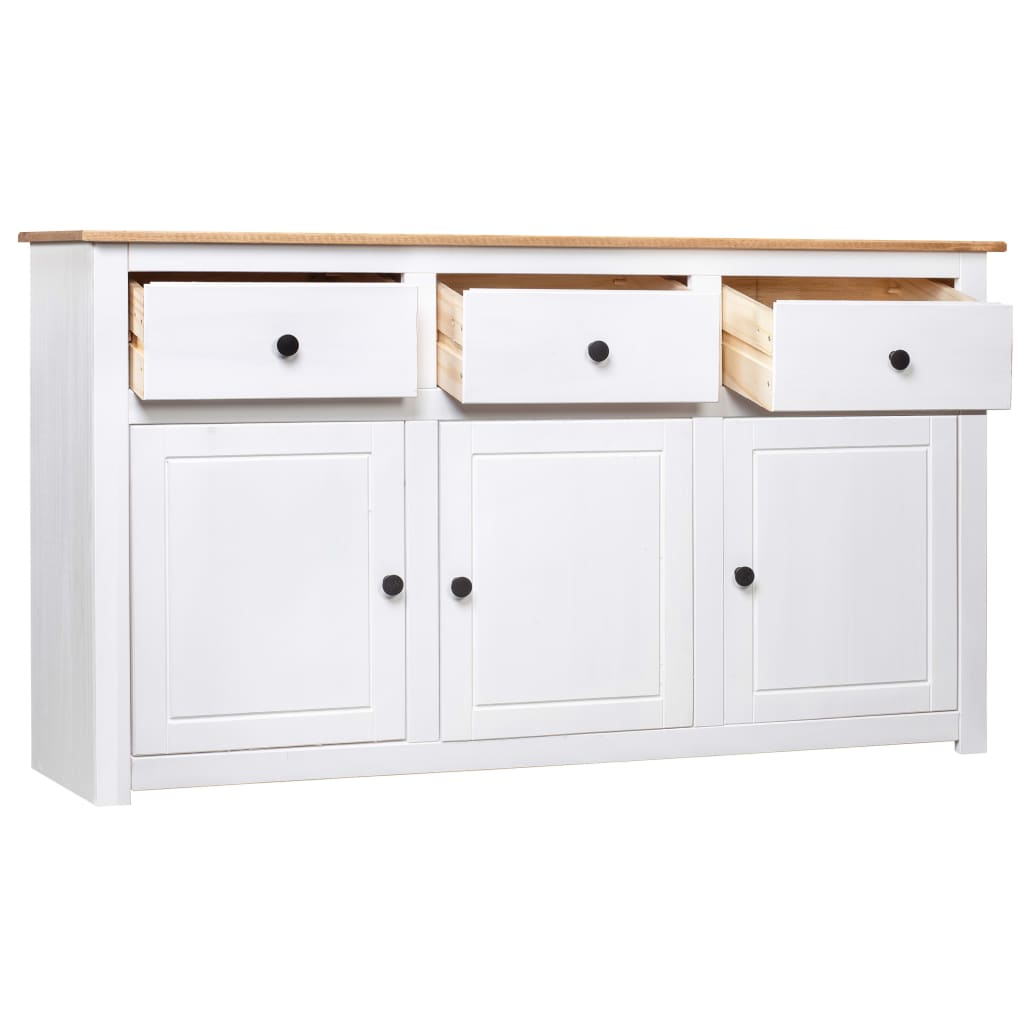 White Solid Pine Sideboard 3 Drawers 135cm | Simpledeals