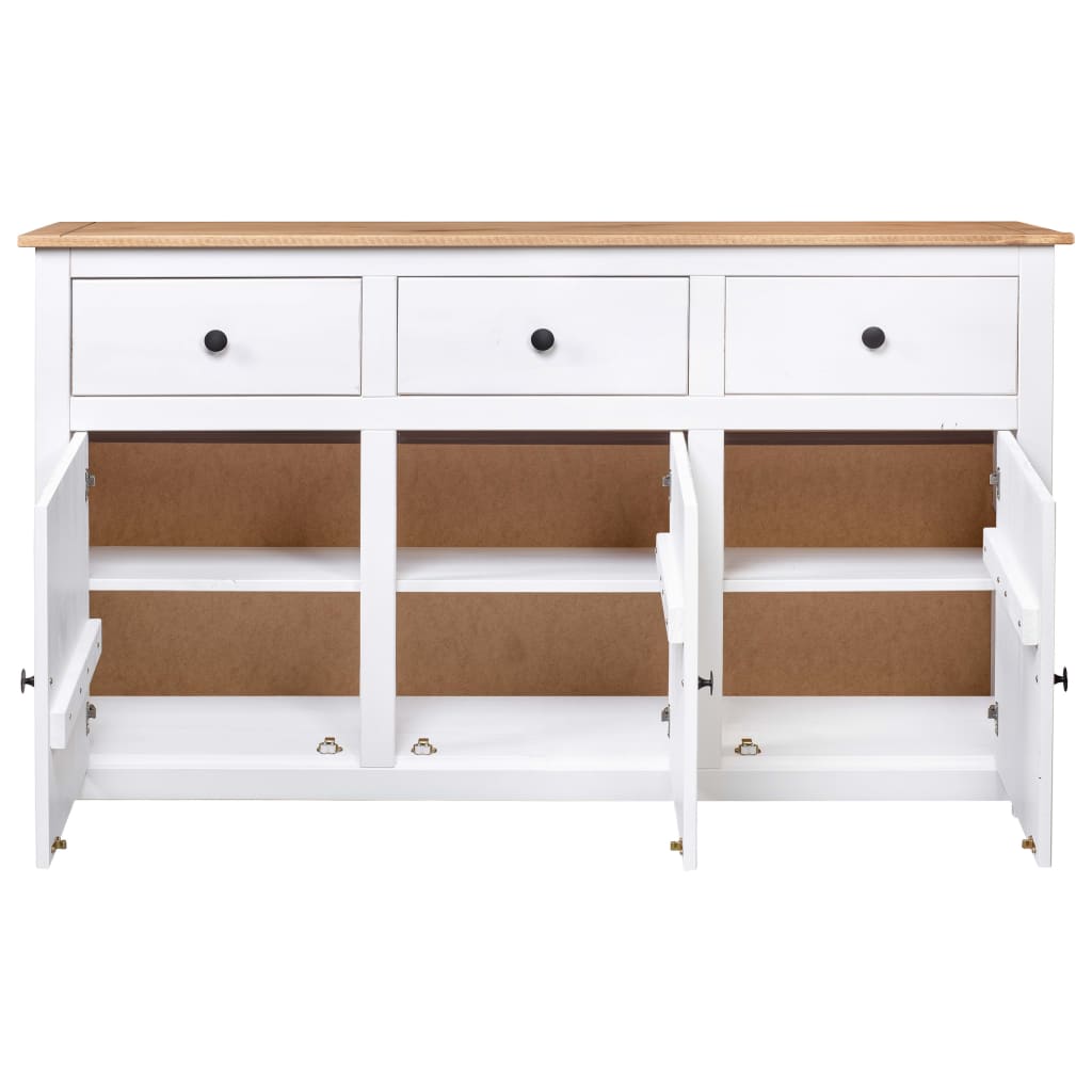 White Solid Pine Sideboard 3 Drawers 135cm | Simpledeals