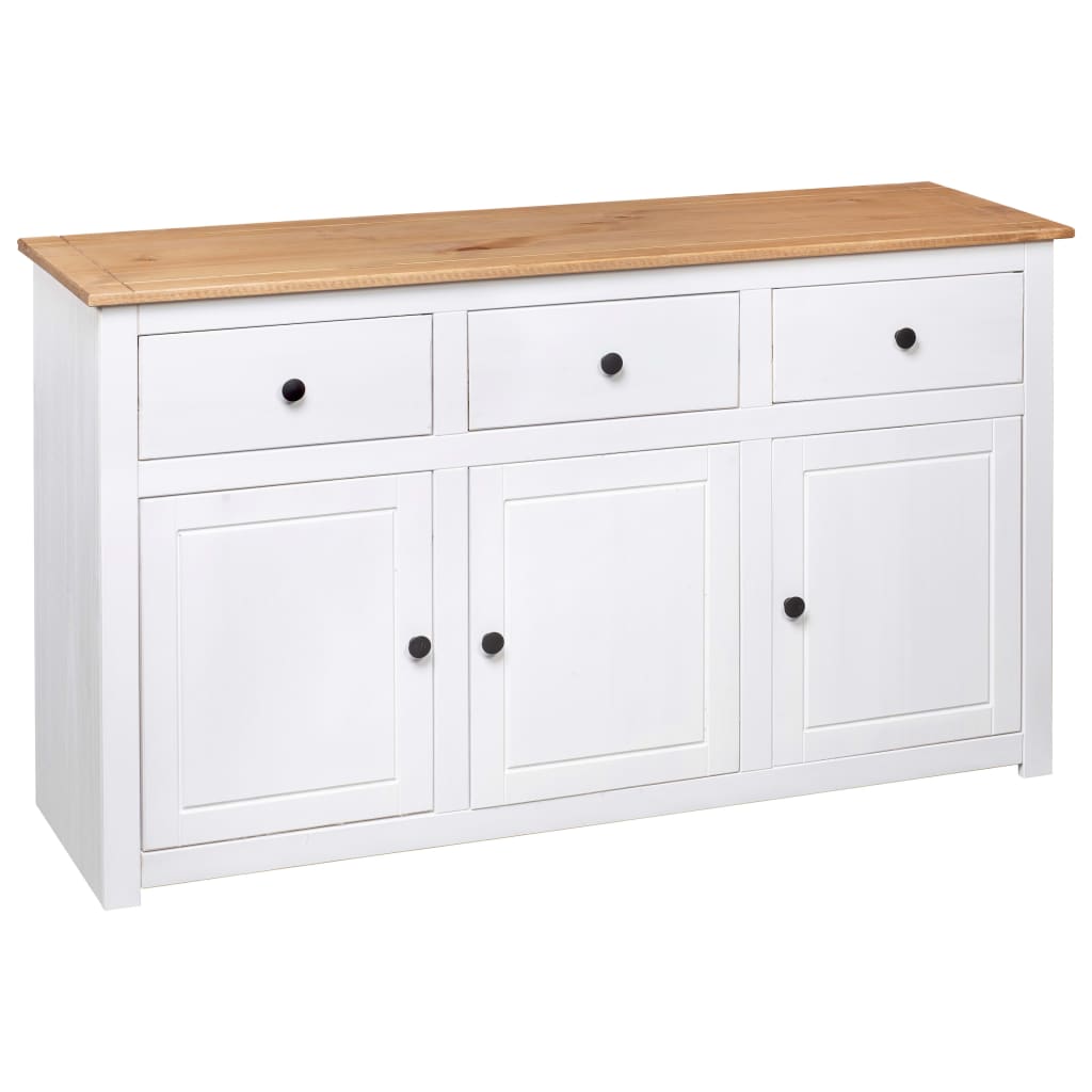 White Solid Pine Sideboard 3 Drawers 135cm | Simpledeals