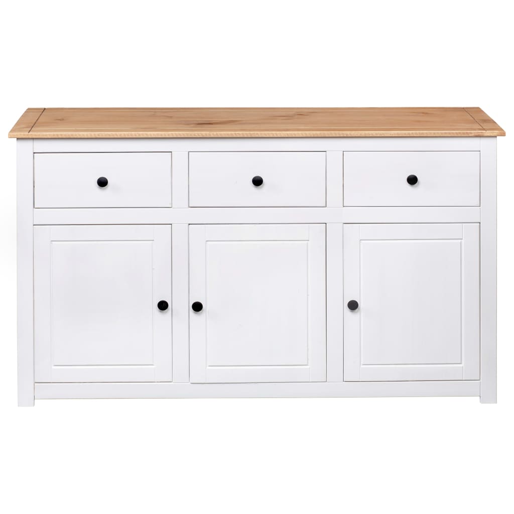 White Solid Pine Sideboard 3 Drawers 135cm | Simpledeals