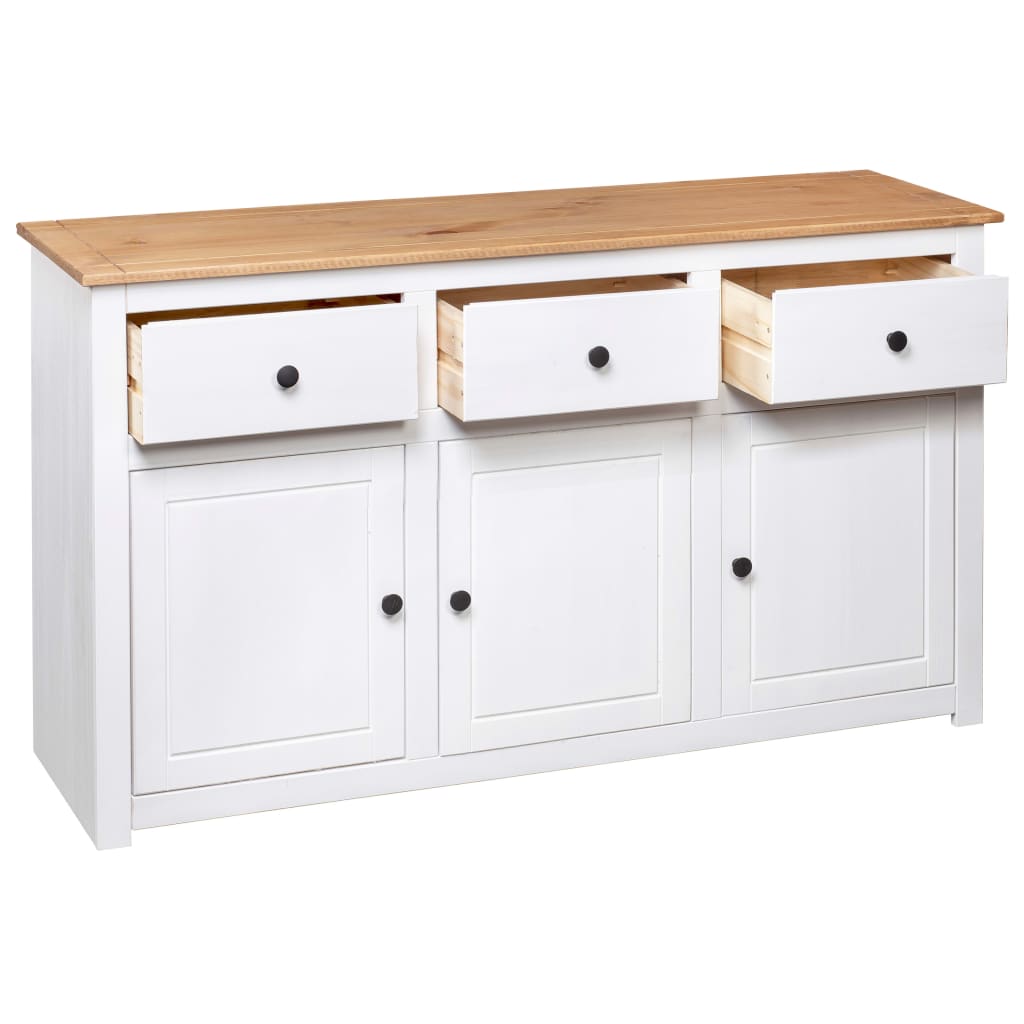 White Solid Pine Sideboard 3 Drawers 135cm | Simpledeals