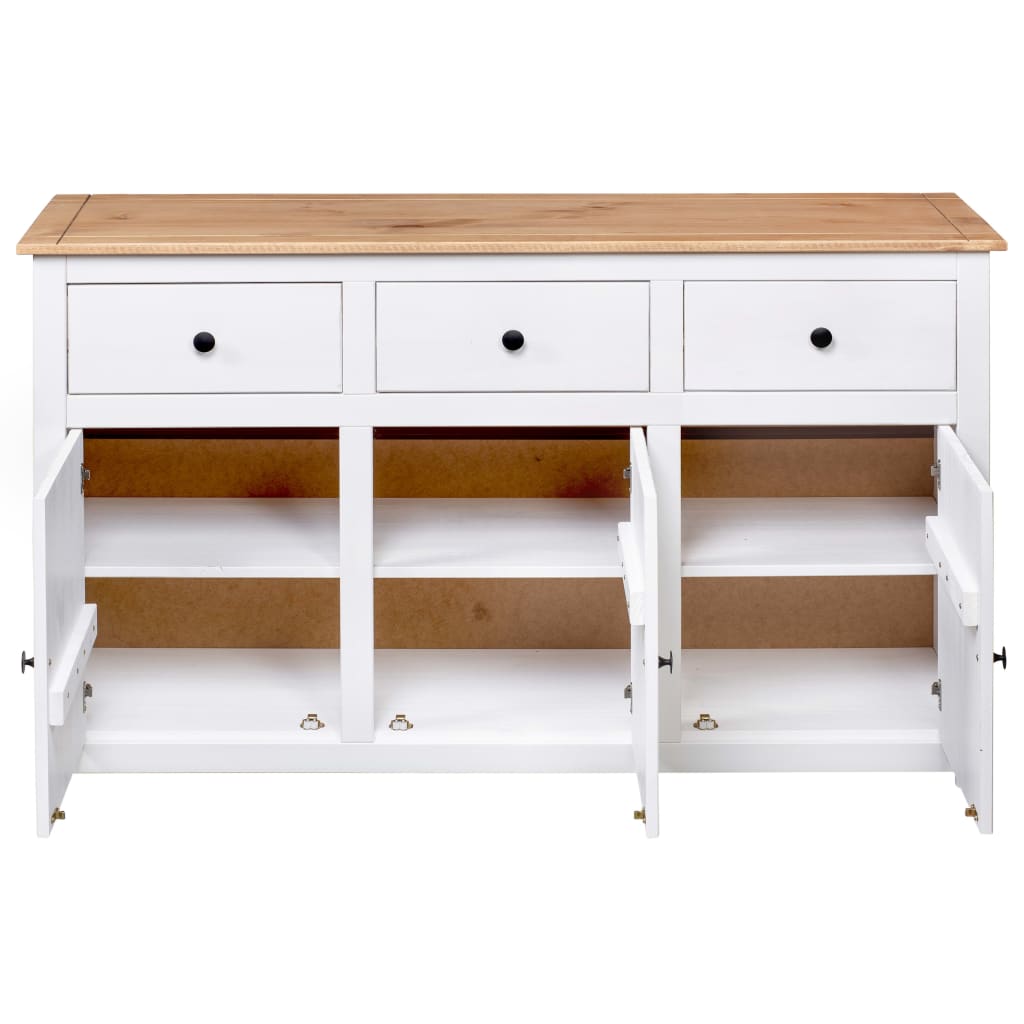White Solid Pine Sideboard 3 Drawers 135cm | Simpledeals