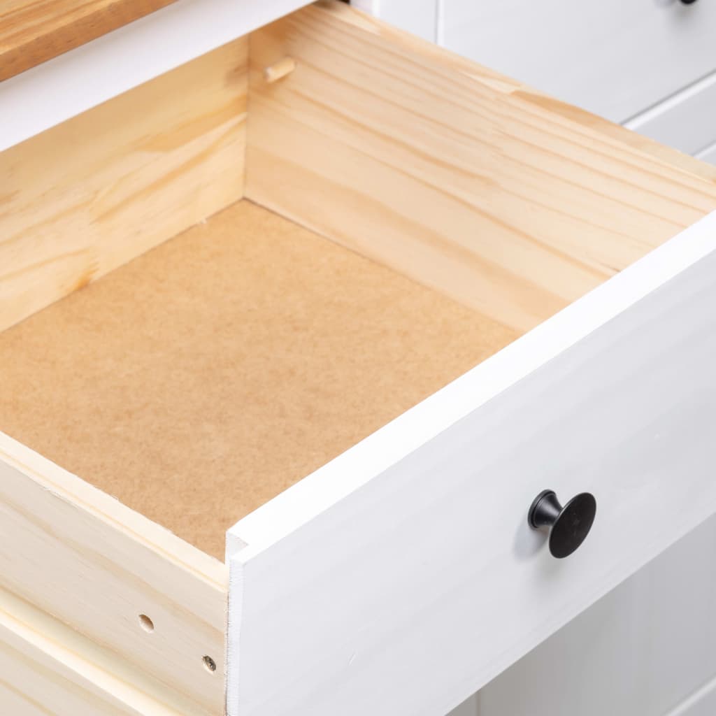 White Solid Pine Sideboard 3 Drawers 135cm | Simpledeals