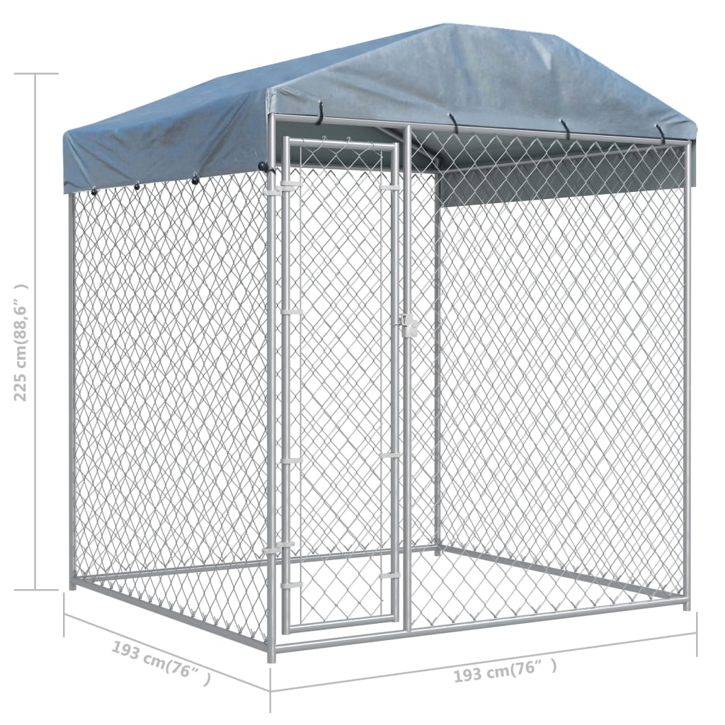 Outdoor Dog Kennel with Canopy 'Top