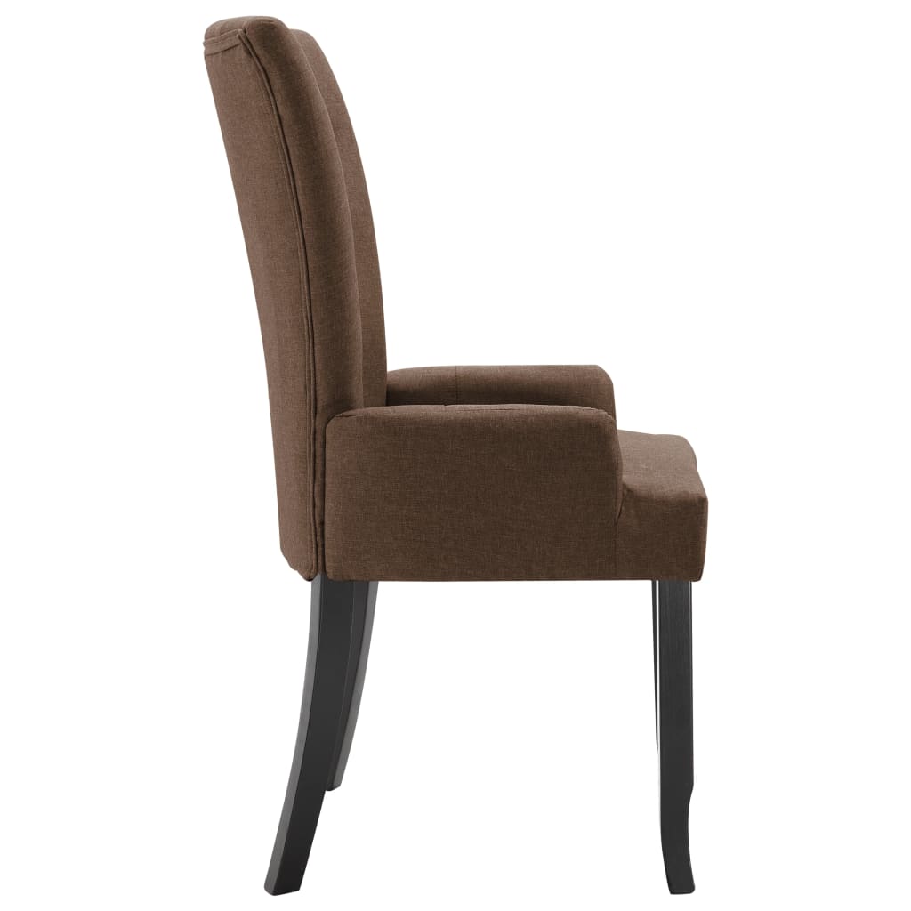 Dining Chairs with Armrests 2 pcs Brown Fabric