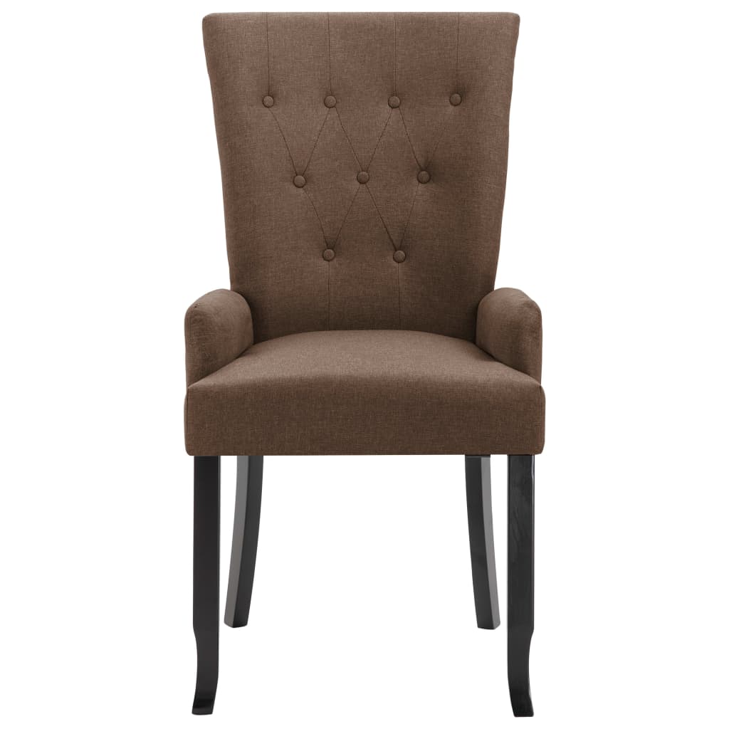 Dining Chairs with Armrests 4 pcs Brown Fabric
