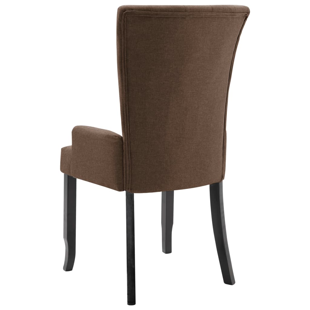 Dining Chairs with Armrests 4 pcs Brown Fabric