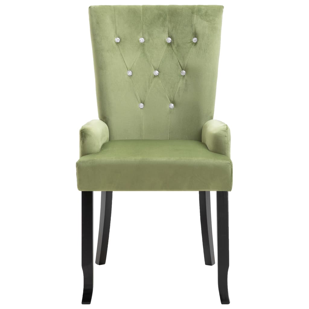 Dining Chair with Armrests 4 pcs Light Green Velvet