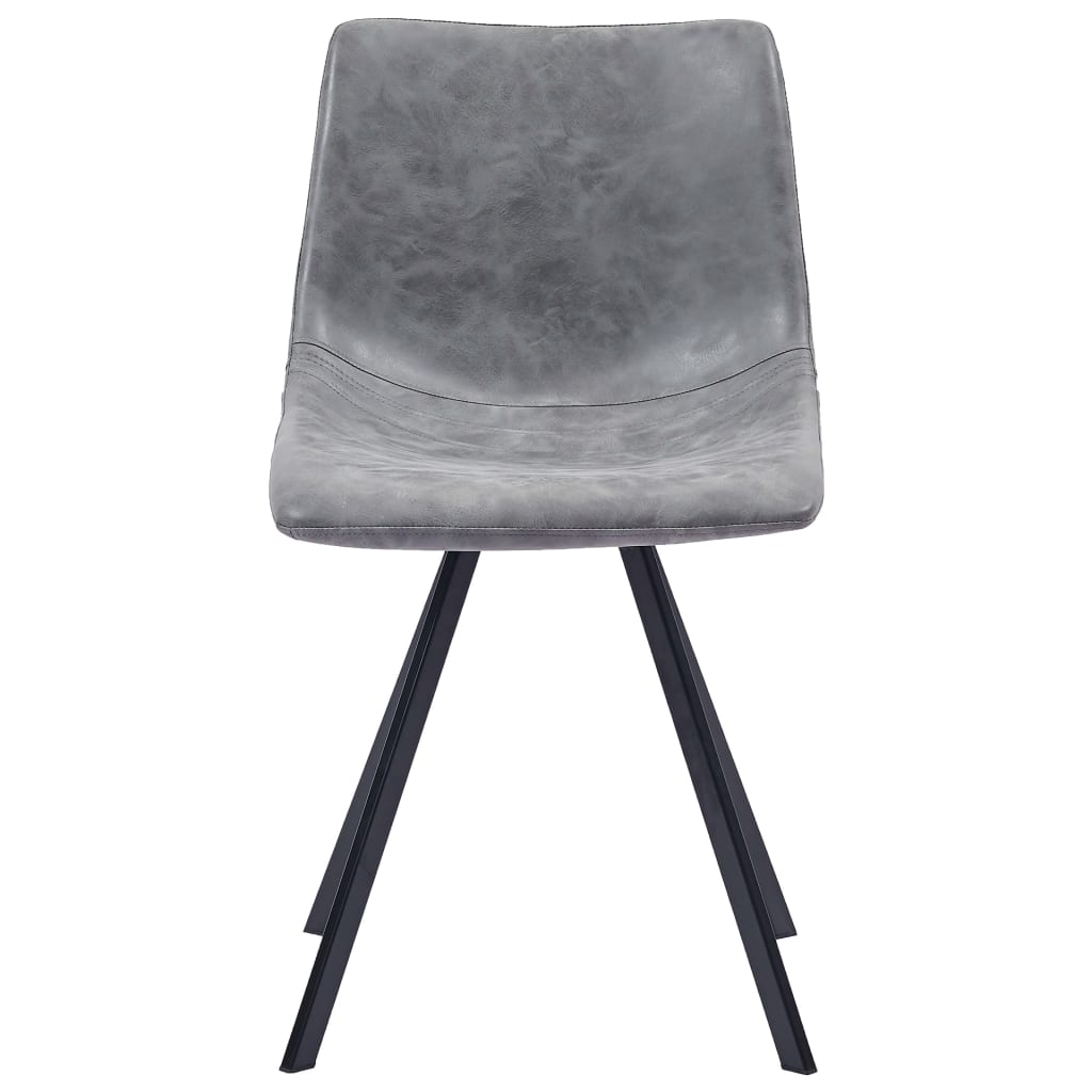 Dining Chairs 4 pcs Grey Metal Legs faux Leather