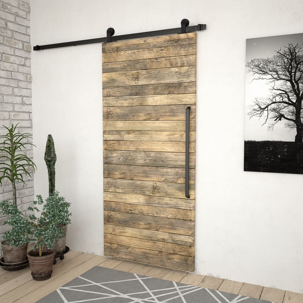 Sliding Door Hardware Kit 183cm Steel Black | Simpledeals