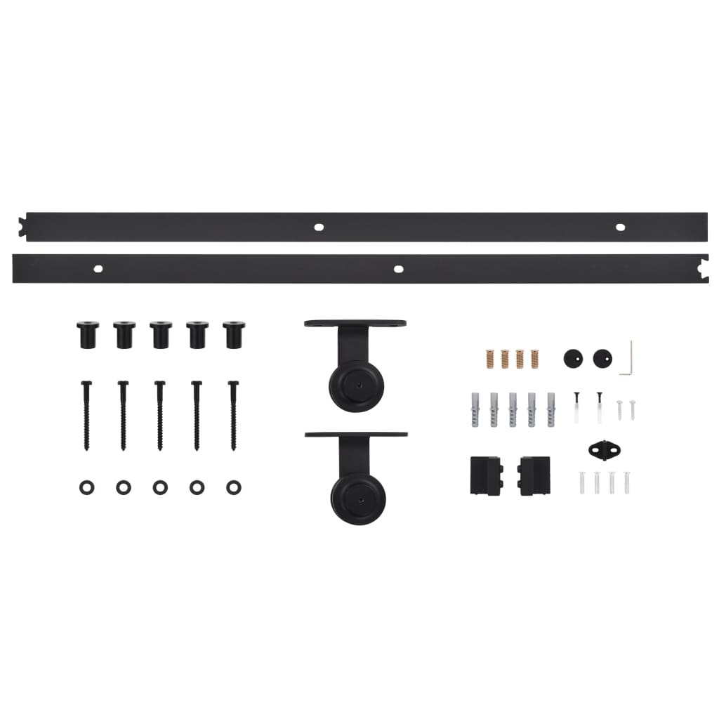 Sliding Door Hardware Kit 183cm Steel Black | Simpledeals