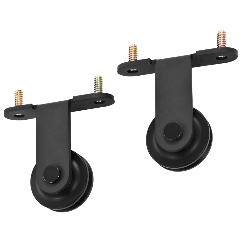 Sliding Barn Door Hardware Kit 200cm Steel Black | Simpledeals