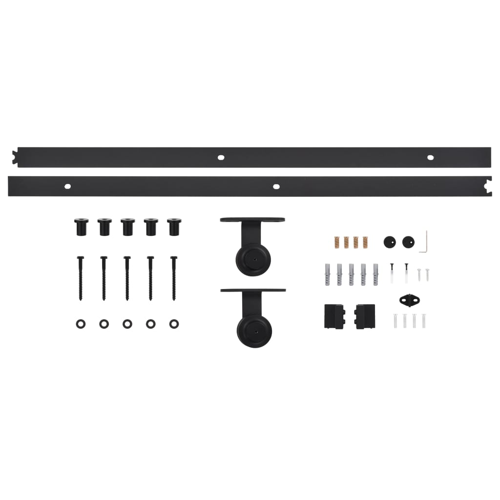 Sliding Barn Door Hardware Kit 200cm Steel Black | Simpledeals