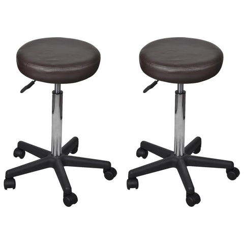 Office Stools 2 pcs Brown faux Leather