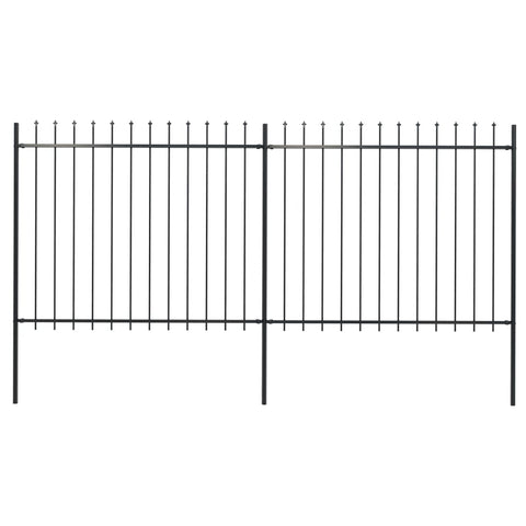 Garden Fence with Spear Top Steel Study_Black