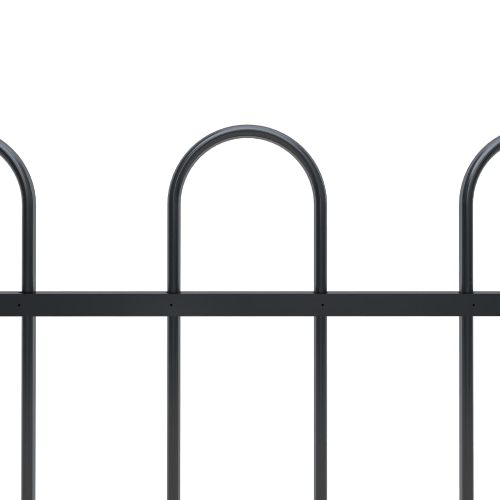 Garden Fence with Hoop Top Steel  Black