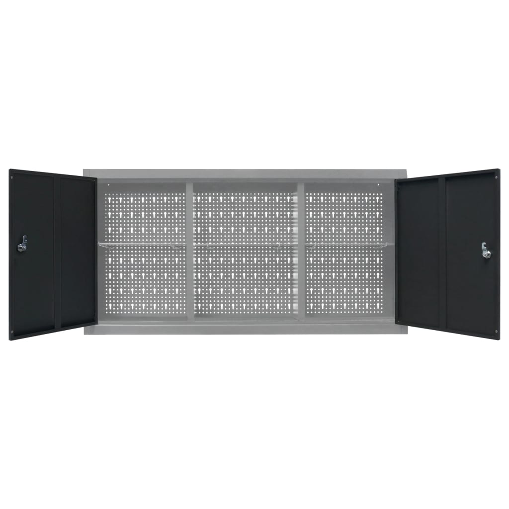Metal finish - Wall Mounted Tool Cabinet Industrial Style Metal Grey and Black