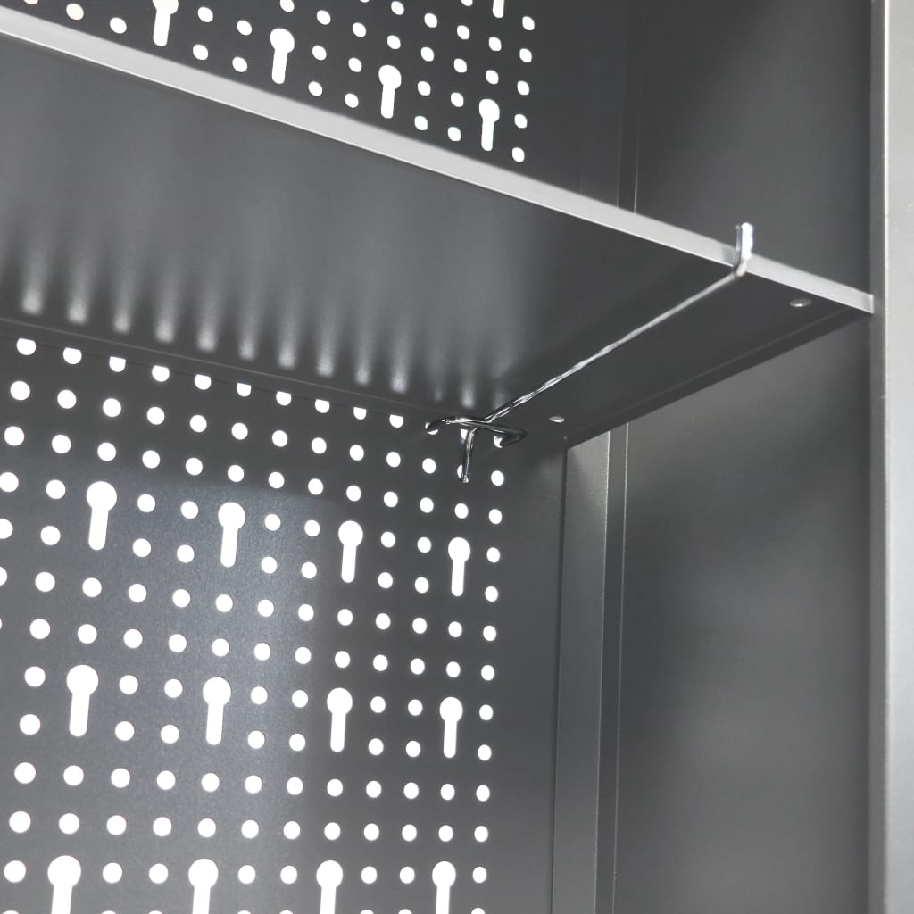 Wall Mounted Tool Cabinet Industrial Style Metal Grey and Black | Grey colour
