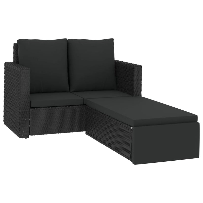 2 Piece Garden Lounge Set with Black Cushions - Buy Now Pay Later