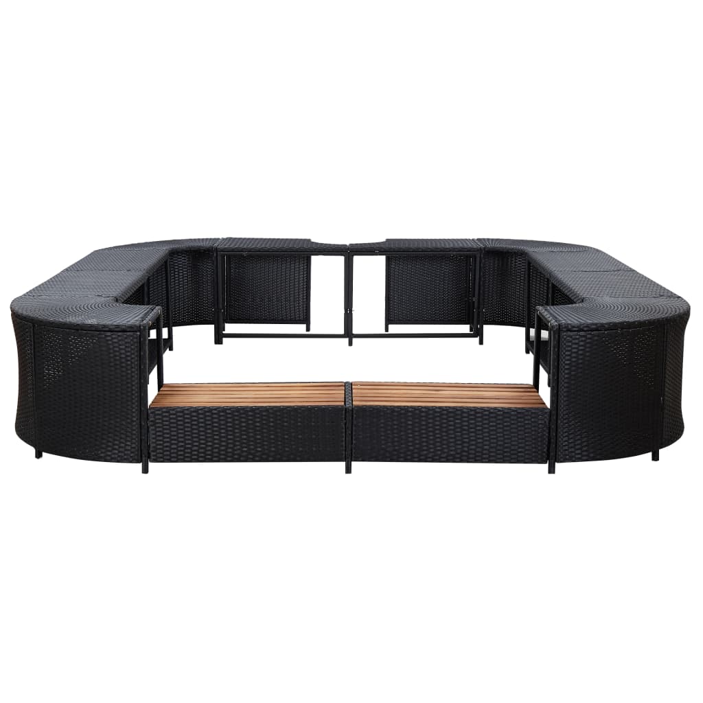 Square Spa Surround Poly Rattan Acacia Steps | Simpledeals