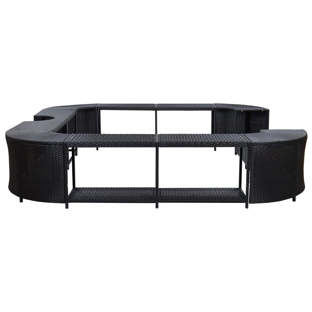 Square Spa Surround Poly Rattan Acacia Steps | Simpledeals