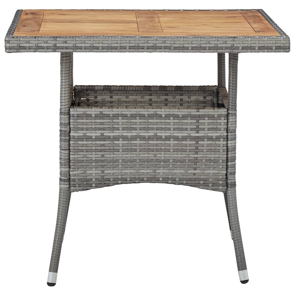 Grey colour - Outdoor Dining Table Grey Poly Rattan and Solid Acacia Wood
