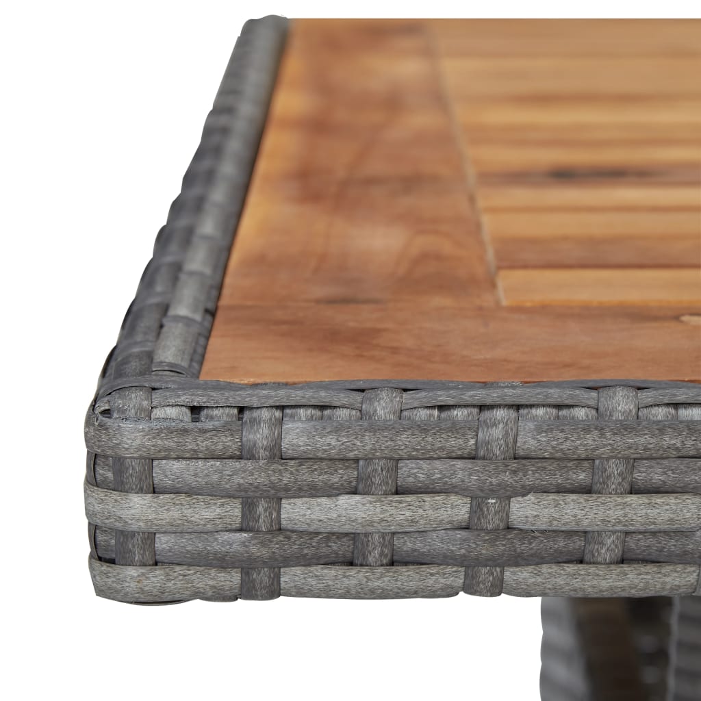 Outdoor Dining Table Grey Poly Rattan and Solid Acacia Wood | Rattan finish