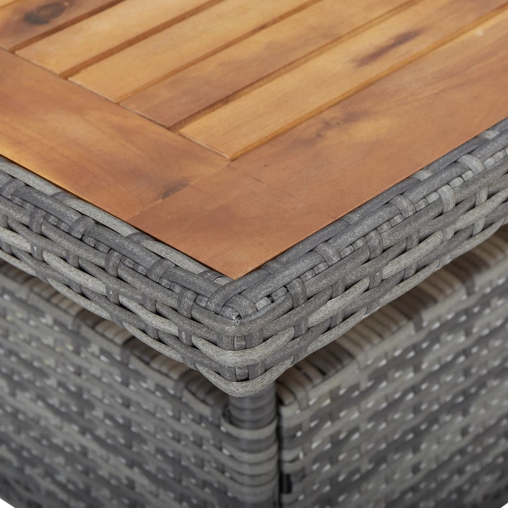 Outdoor Tables - Outdoor Dining Table Grey Poly Rattan and Solid Acacia Wood