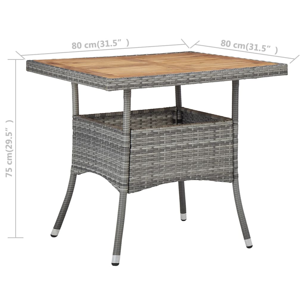Rattan finish - Outdoor Dining Table Grey Poly Rattan and Solid Acacia Wood