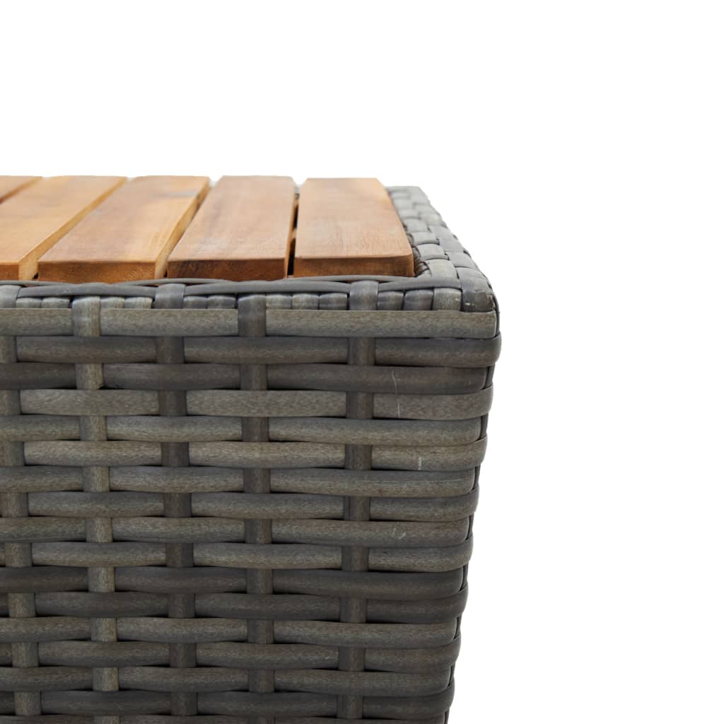 Tea Table Grey Poly Rattan and Solid Acacia Wood