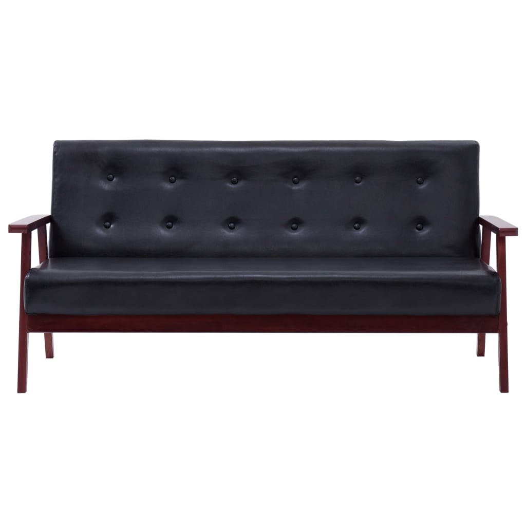 Sofa Set 2 Piece Black Leather