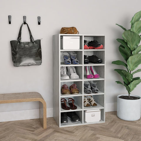 Shoe Rack Concrete Grey  Chipboard