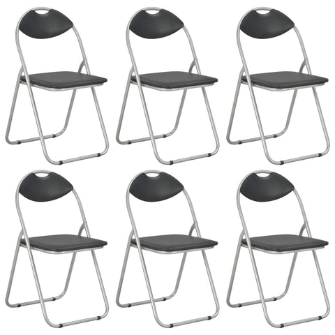 Folding Dining Chairs 6 pcs Black