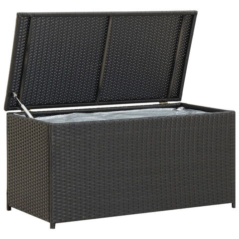 Garden Storage  Box Poly Rattan  Black