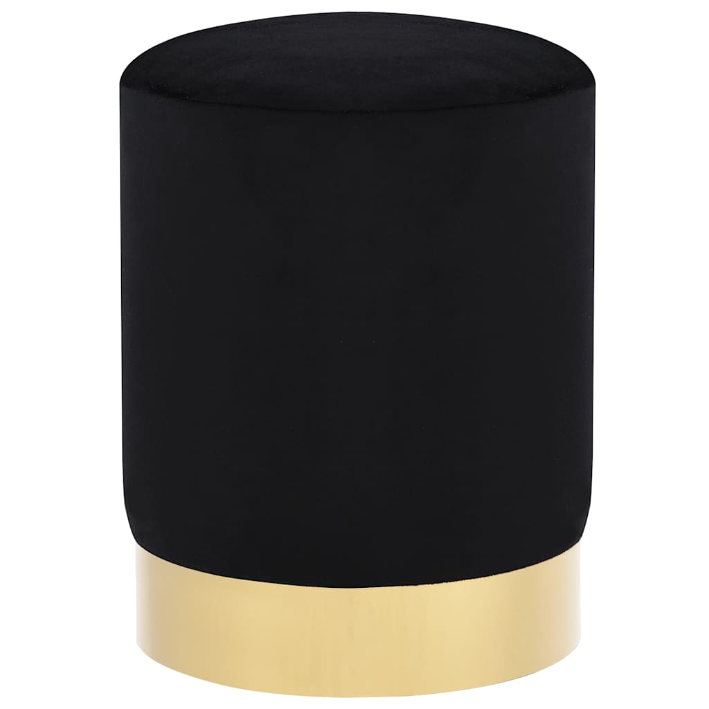 Black Gold Velvet Stool Footrest Ottoman | Simpledeals