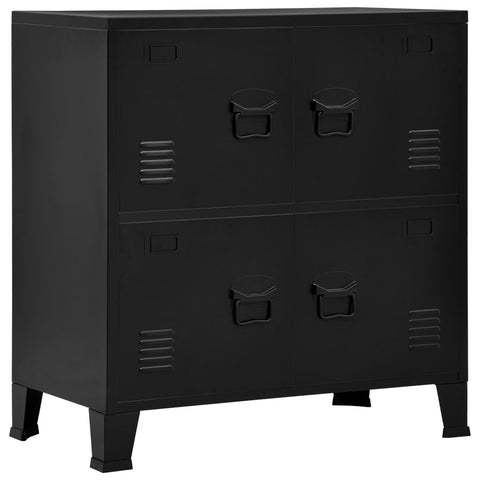 Filing Cabinet with 4 Doors Industrial Black Steel