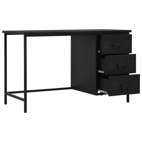 Desk with Drawers Industrial Black Steel