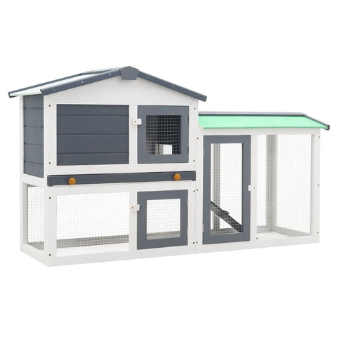 Large Rabbit Hutch Grey and White