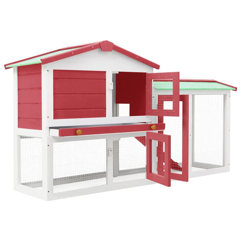 Large Rabbit Hutch Red and White