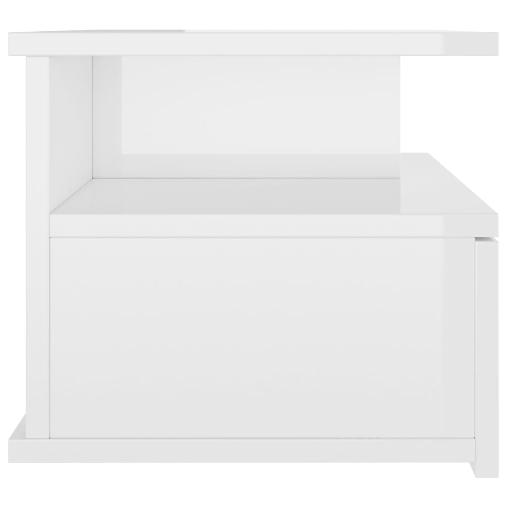 Floating Nightstands 2 pcs High Gloss White Chipboard