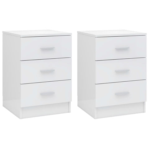 Bedside Cabinets 2 pcs High Gloss White 38x35x56 cm Chipboard