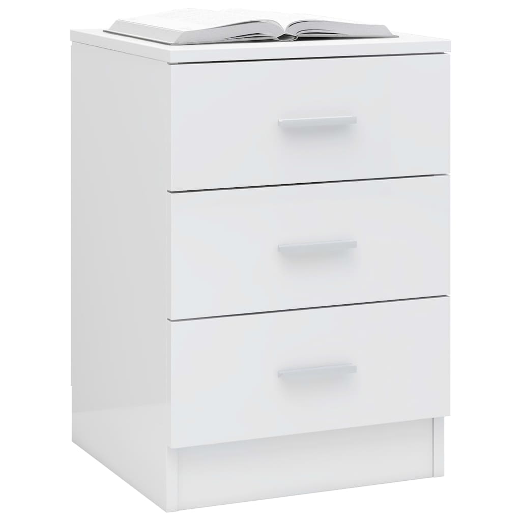 Bedside Cabinets 2 pcs High Gloss White 38x35x56 cm Chipboard