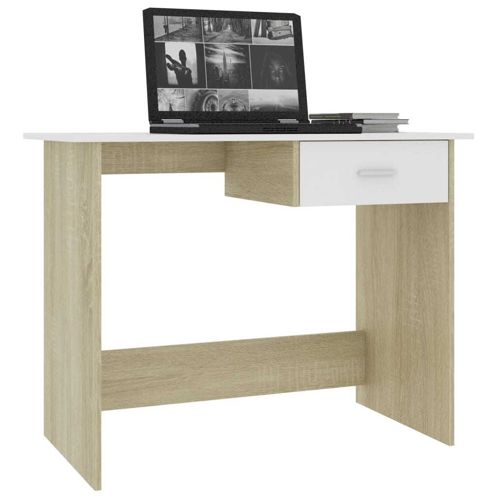 Desk White and Sonoma Oak -Chipboard