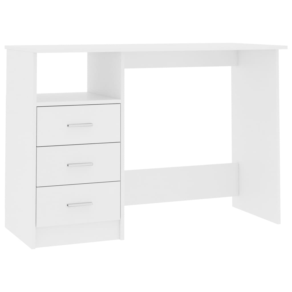 Desk with Drawers White Chipboard
