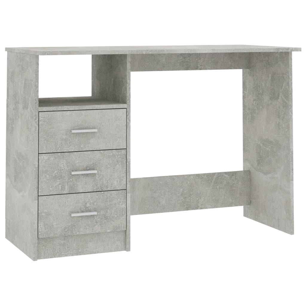 Desk with Drawers Concrete Grey Chipboard