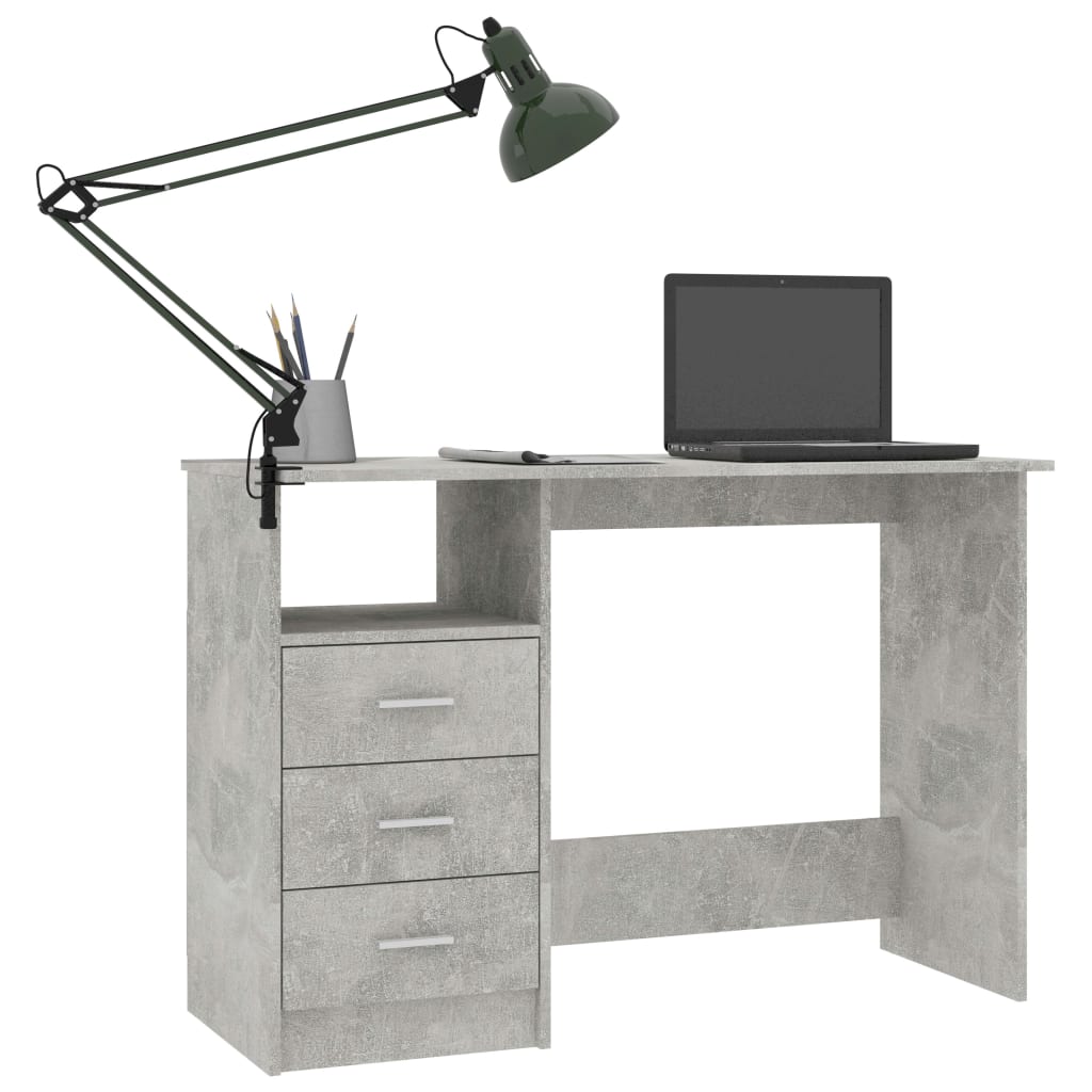 Desk with Drawers Concrete Grey Chipboard