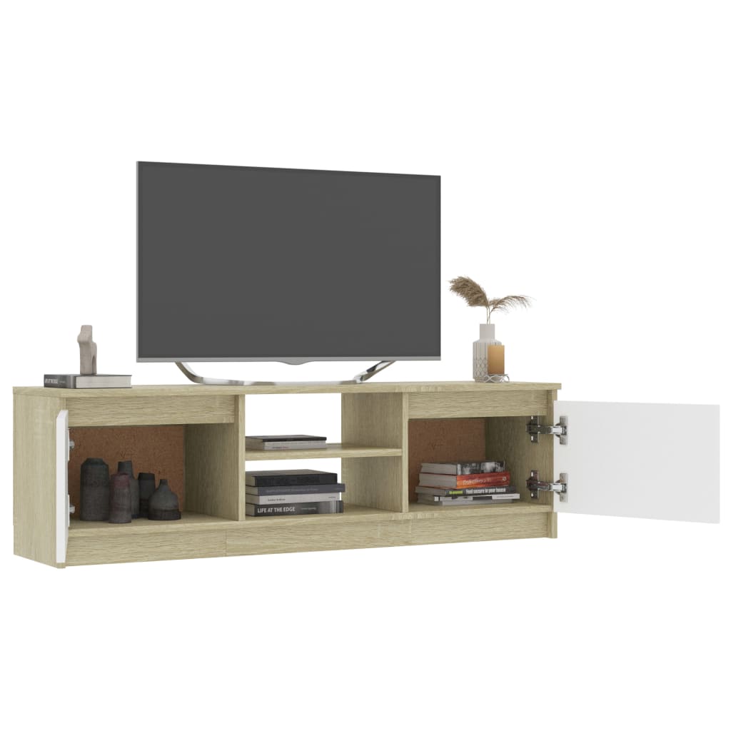 TV Cabinet White and  Oak Chipboard
