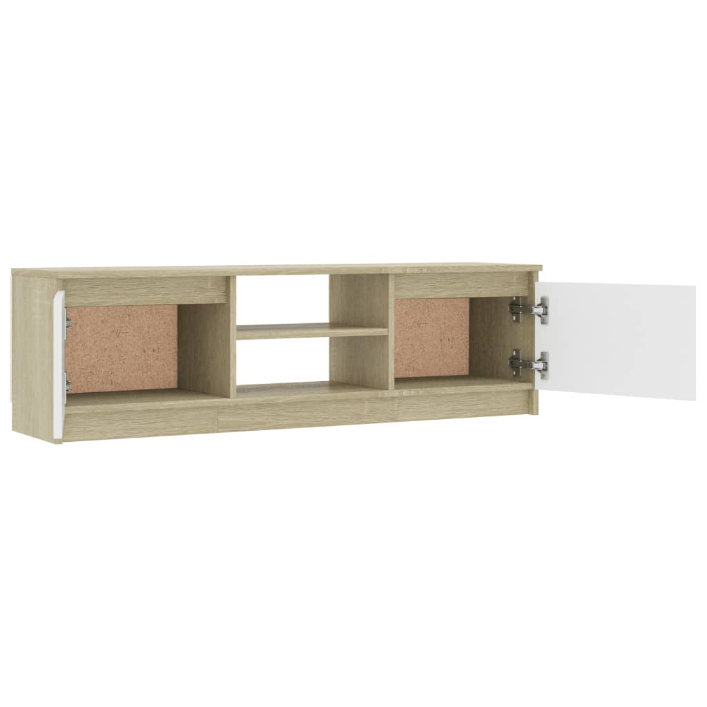 TV Cabinet White and  Oak Chipboard