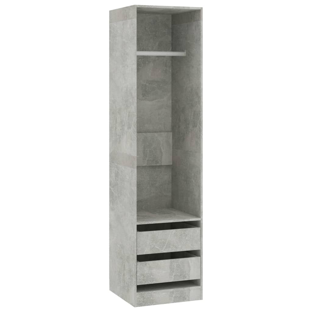 Wardrobe with Drawers Concrete Grey Chipboard